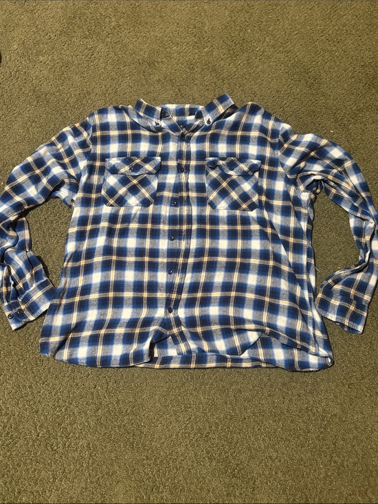 Ocean + Coast Other - Casual Blue Plaid Button-Down Shirt with Chest Pockets